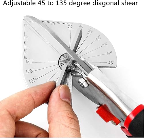 Miniatura 6 de Tijeras de inglete multiángulo para corte angular, herramienta de corte redondo, tijeras de corte de moldeo de zapatos, tijeras ajustables de 45 a