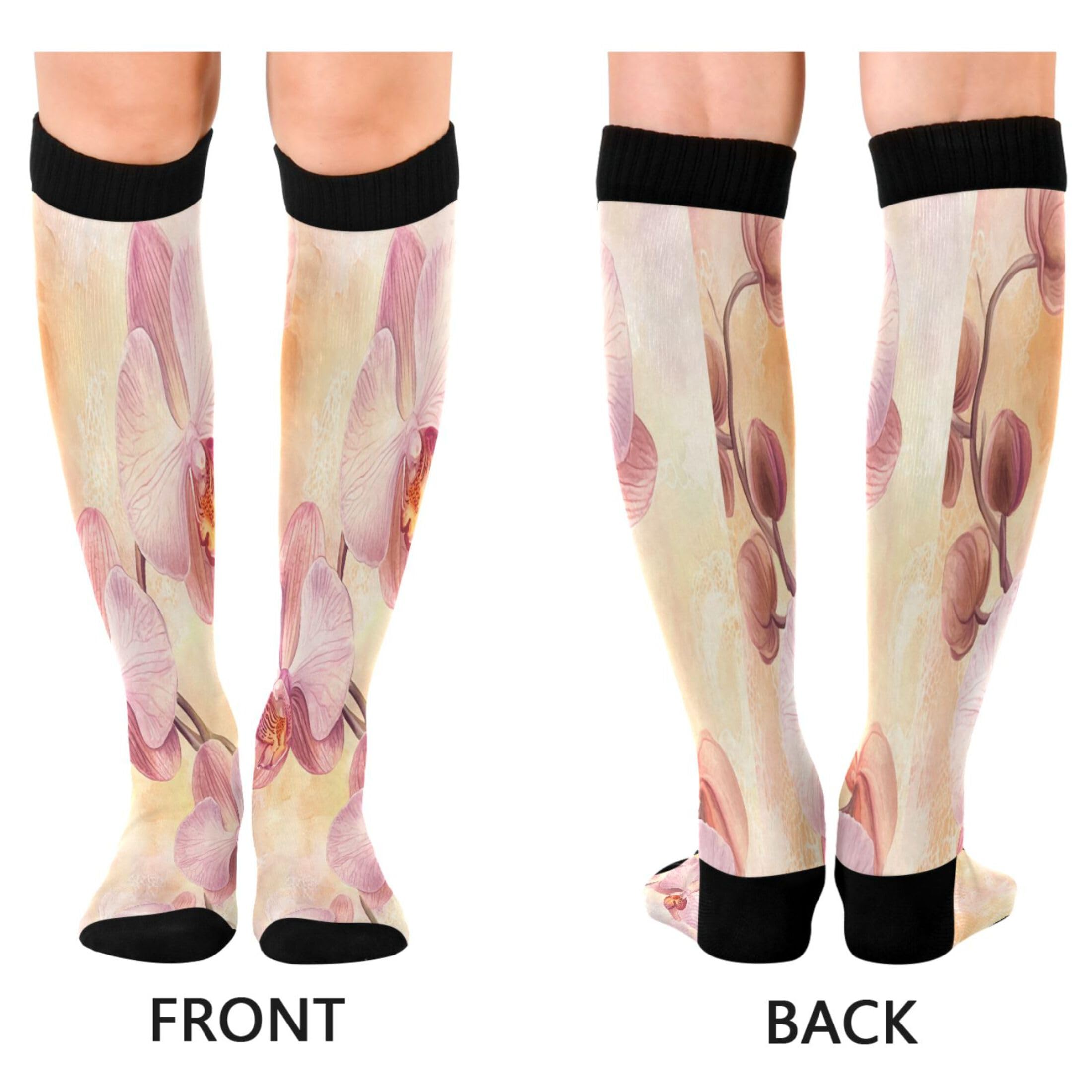 Burbuja Floral Compression Socks for Women Men (20-30mmHg), Knee High Socks Circulation Support for Sport Running Hiking Nurse, 1 Pair