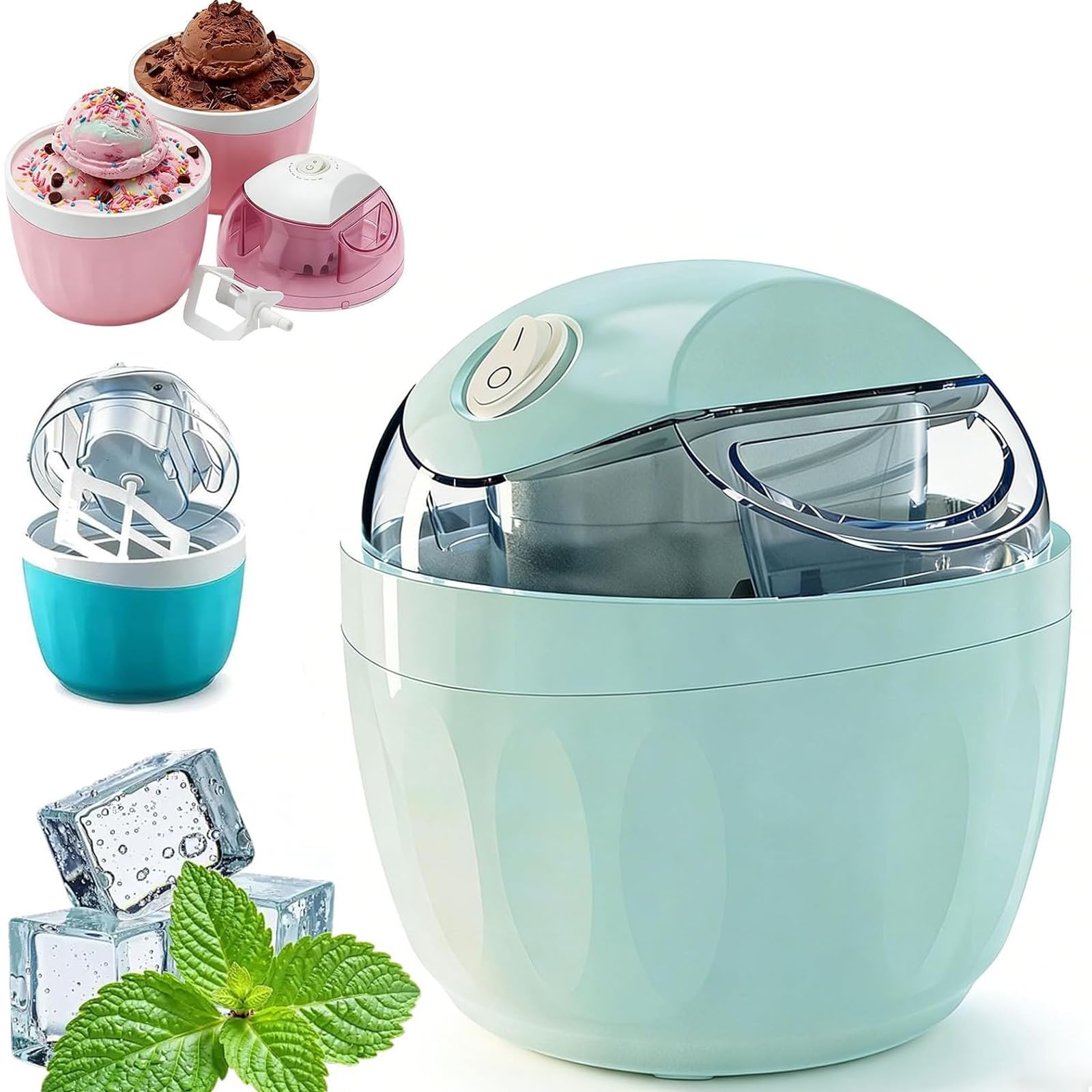 Mini Heladera Doméstica Pequeña, Mini Heladera Casera Con Cuchara, Máquina Para Postres De Un Solo Toque, Porciones Individuales De Gelato, Yogur Helado, Máquinas Eléctricas Compactas Para La