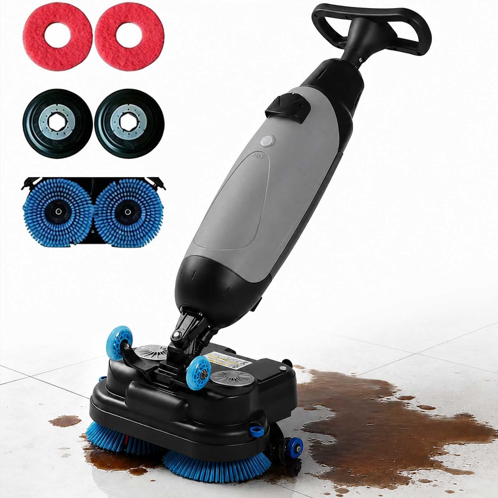 aromaoveite Commercial Walk Behind Floor Scrubber,17”Floor Buffer Machine,Cordless Operations,360° Swivel Head 4.5l + 7.5l Dual Tanks F,Suitable For Wood Flooring, Ceramic Tile, Marble gray