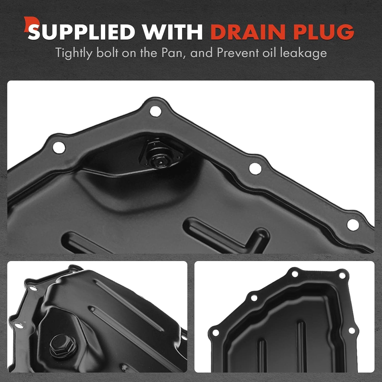 A-Premium Engine Oil Pan Sump with Drain Plug Compatible with Ford Thunderbird 2002-2005, Lincoln LS 2000-2006, V8 3.9L