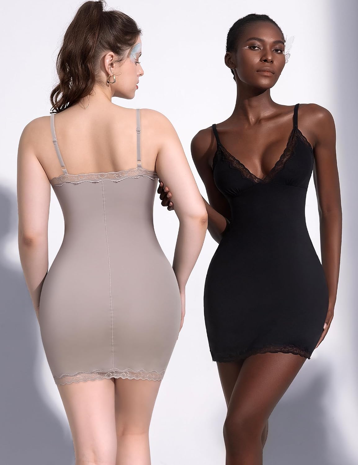 Full Slip for Women Under Dress Slim Slip Dress Adjustable Straps Nightgown V Neck Sleepwear Cami Mini Dress - Image 5