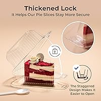 Vista 4 de Fit Meal Prep Paquete de 50 recipientes de plástico para tartas con tapas, tapa transparente de 5 pulgadas con bisagras, recipiente para pastel