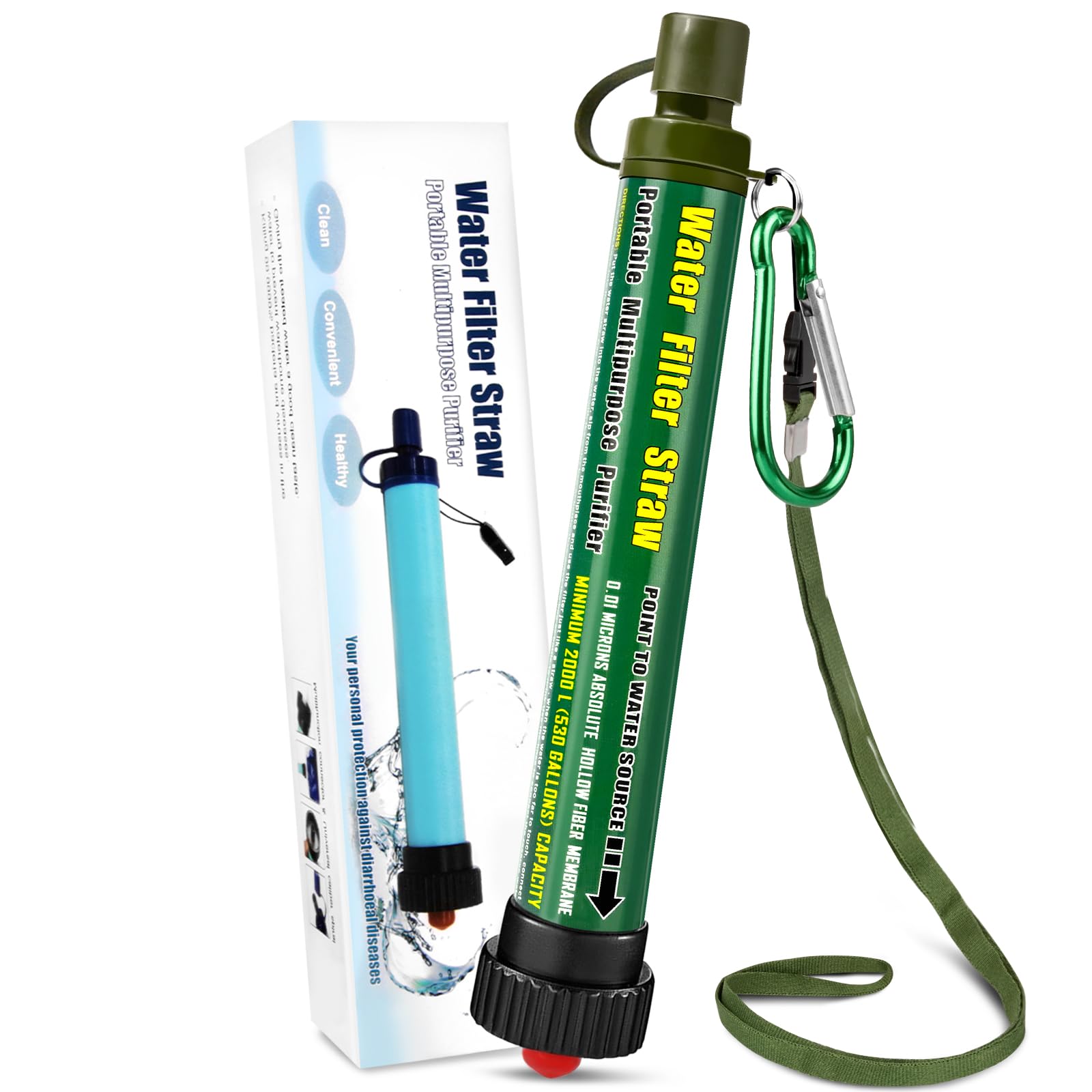 TEUEN DeFe Personal Filtro Acqua Mini Portatile Purificatore Acqua Filtri 2000 L capacità Outdoor Sopravvivenza di Emergenza Paglia per Sport Esterni Campeggio Trekking