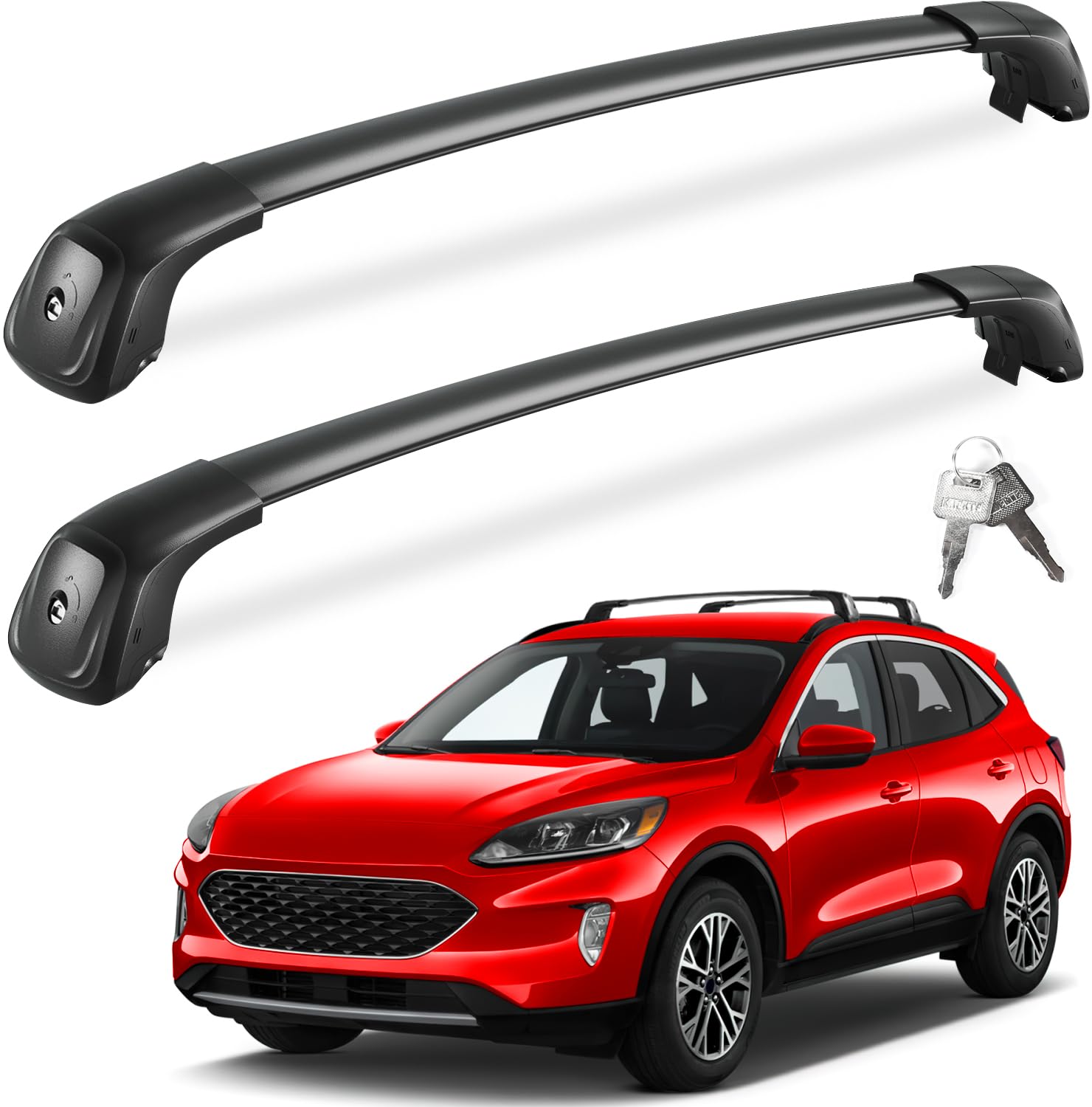FengYu 330lb Roof Rack Cross Bars Compatible with 2020-2026 Ford Escape, Heavy Duty Lockable Aluminum Crossbar Cargo Bars Canoe Kayak Snowboard