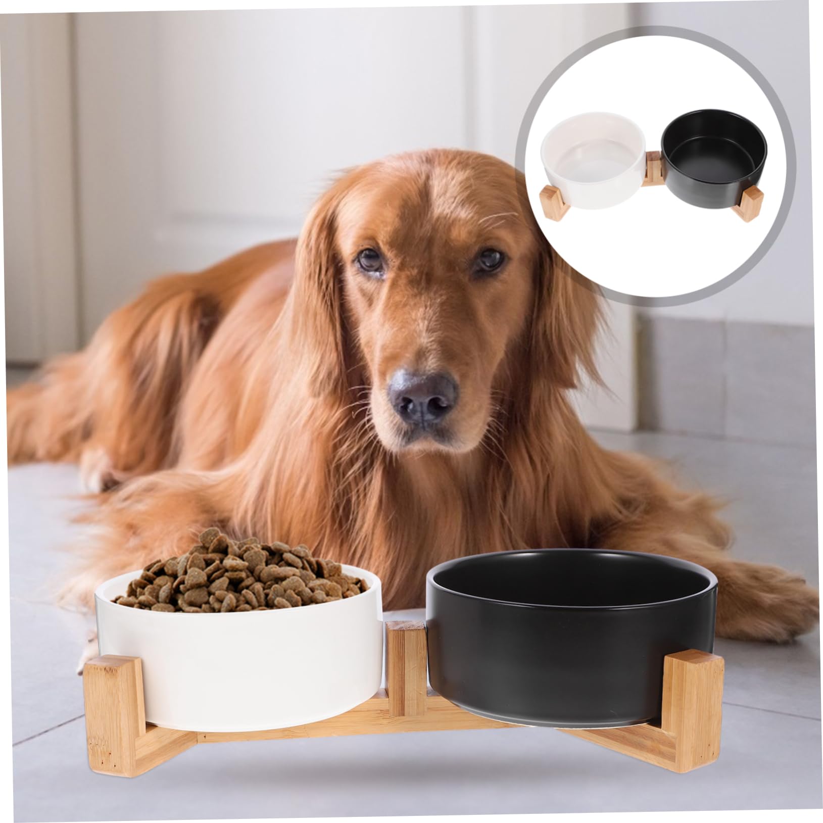 YARNOW 1 Juego Cuenco para Mascotas comedero con Soporte contenedor de Agua para Mascotas Cuencos para Gatos Comida de Perro comedero para Cachorros de cerámica para Cachorros