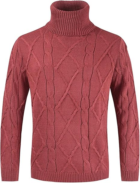 Amazon Co Jp Yuioperammy セーター メンズ メンズタートルネックニットセータープルオーバーソリッドカラーセーター長袖暖かい ニットタートルネックジャケット Color Red Size L 服 ファッション小物
