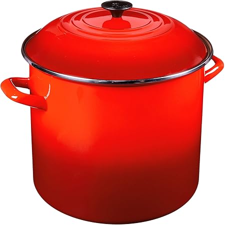 Le Creuset 10-Quart Enamel-on-Steel Seafood Stockpot With Lid, White (Shrimp Design)