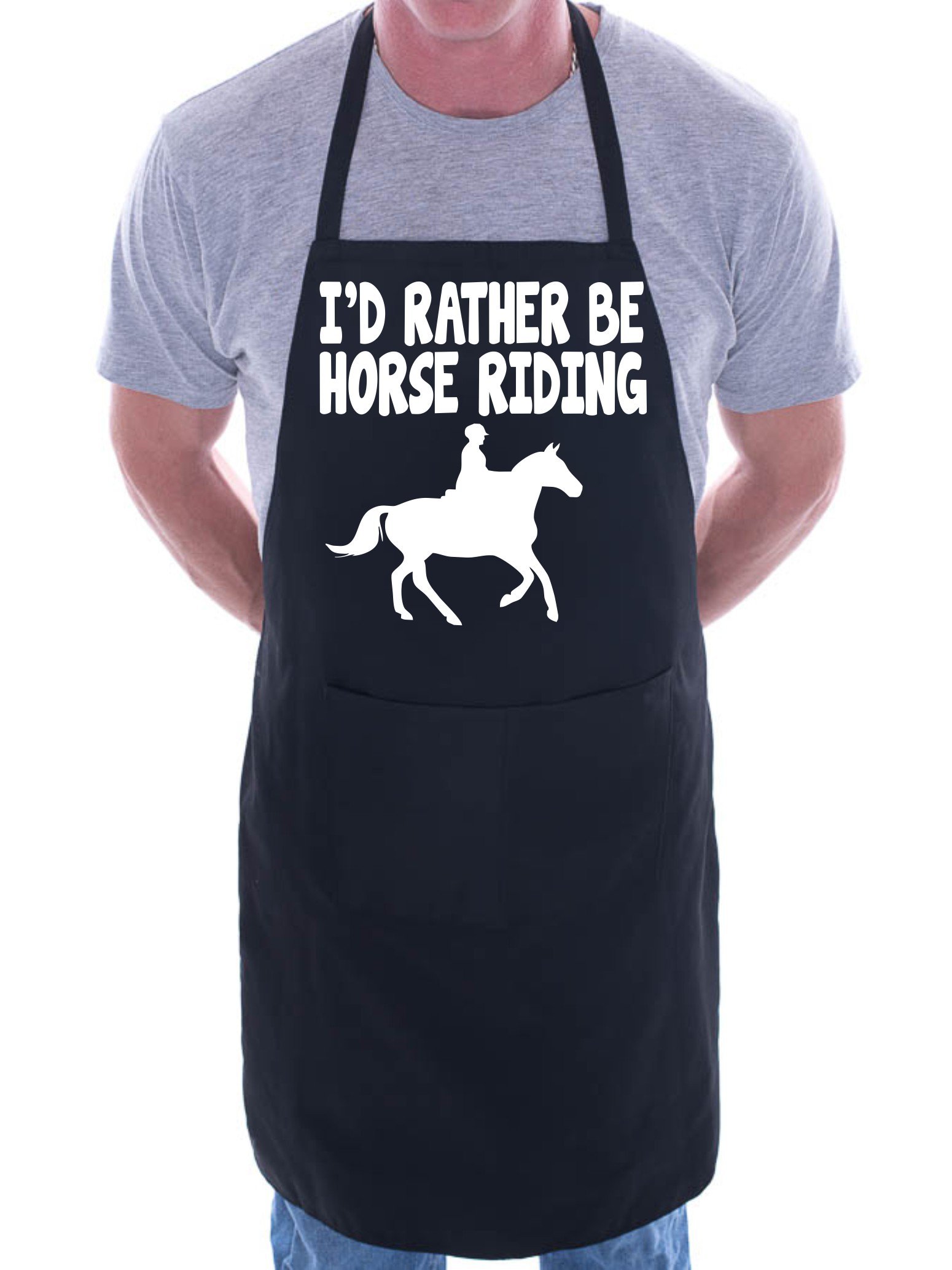 Print4U I'd Rather Be Horse Riding BBQ Cooking Funny Novelty Apron Black