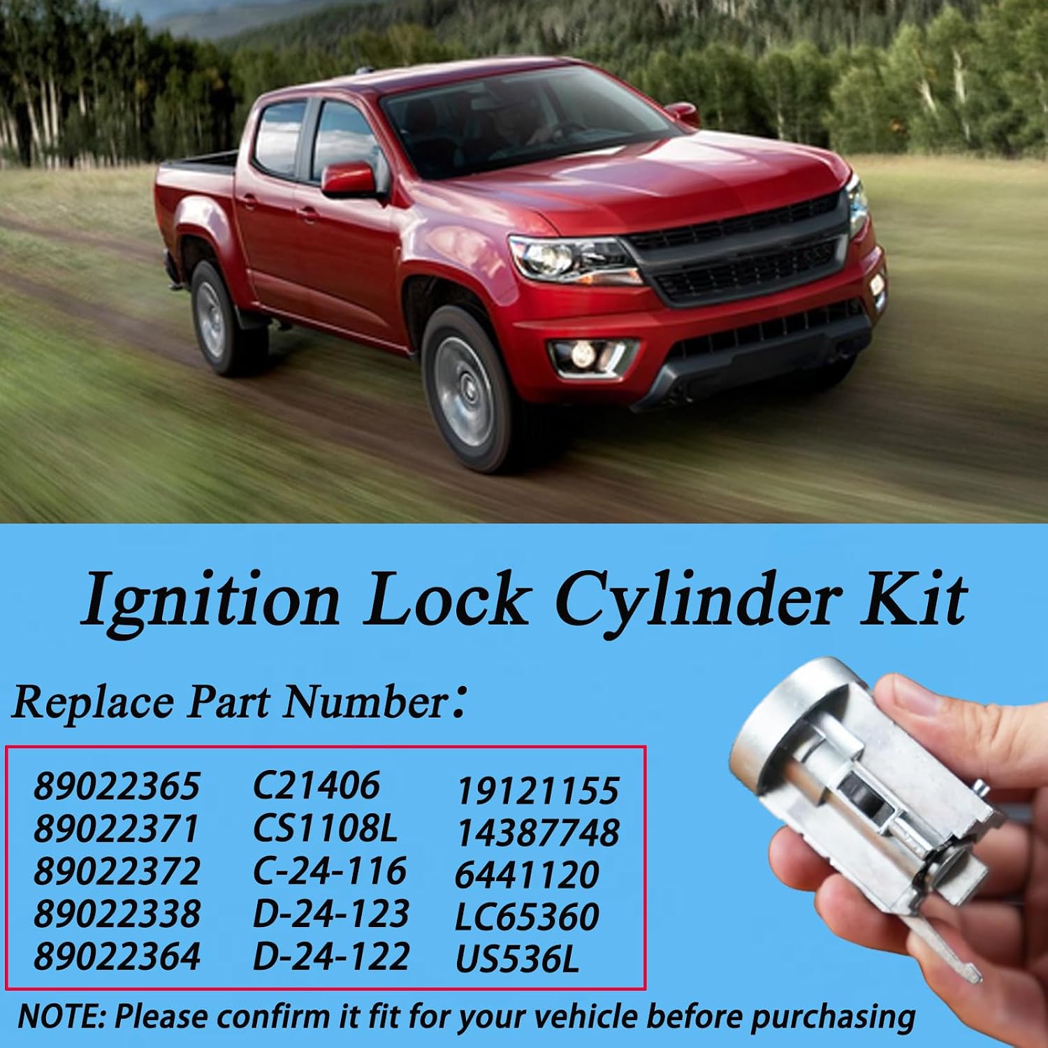 Ignition Lock Cylinder Kit Compatible with Chevrolet Colorado & Hummer H3 & GMC Canyon, Door Lock Barrel for Front Left and Right Side Replace#19121155, LC65360