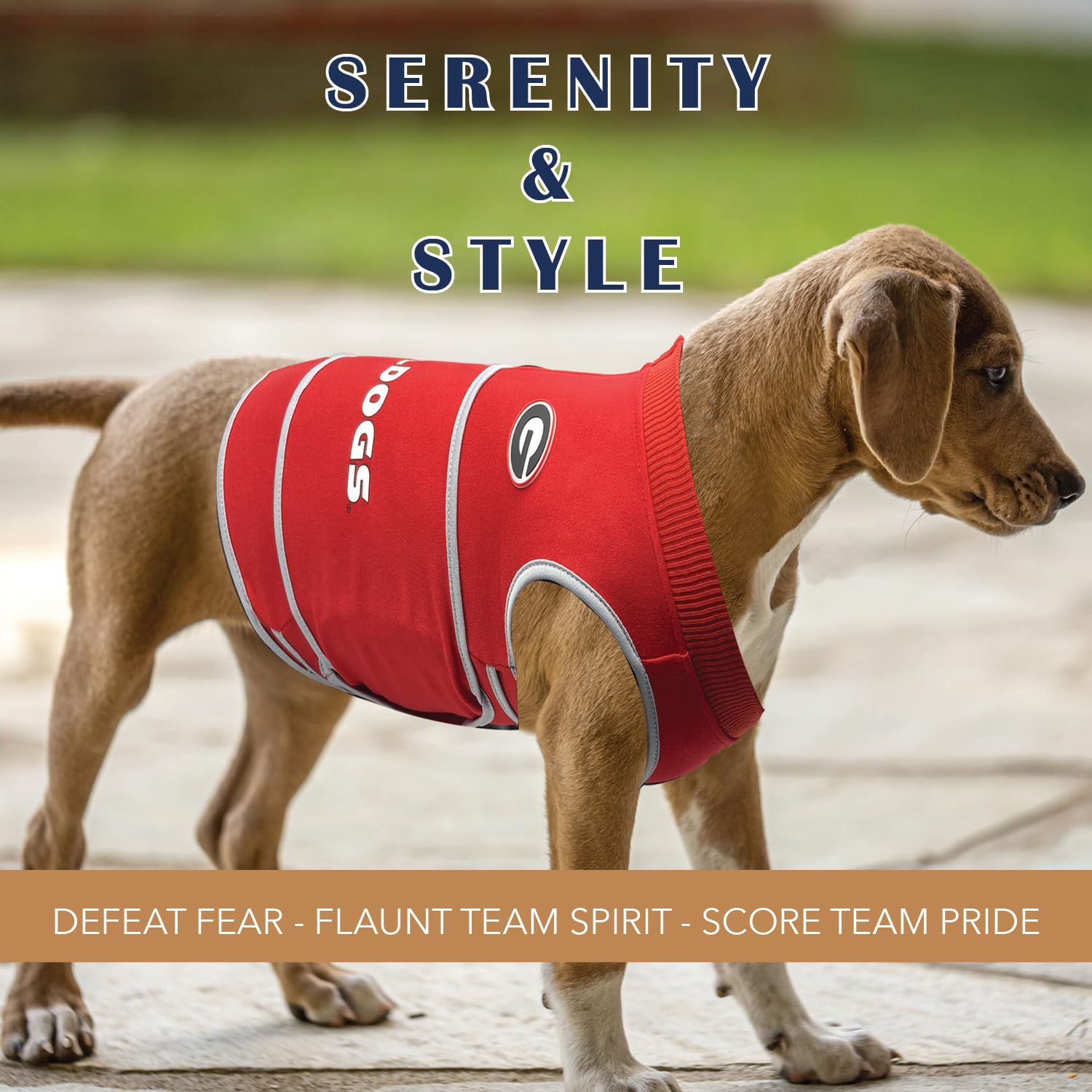 NCAA Georgia Bulldogs Dog Anxiety Calming Shirt Lenitivo Soluzione Vest, per cani/gatti con ansia, paure, fuochi d'artificio, rumori forti, scuro, solitario, mantiene i cani calmi e si sentono al