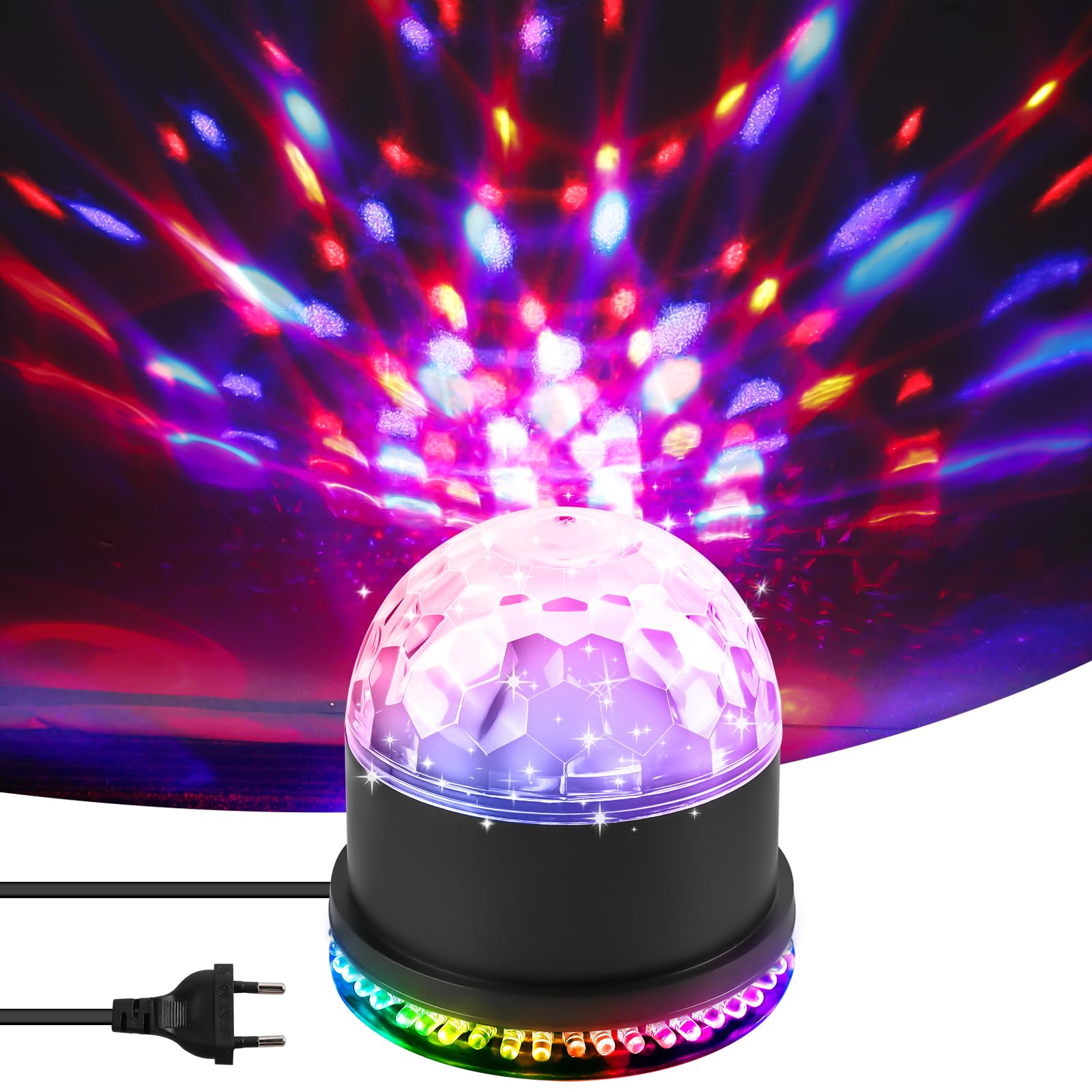 Discolamp met 3 ledlampen, 360° draaibaar, retro stijl, klassieke discobol, discolamp, led-partylamp, discobal, discolicht, partylicht, ballicht (roze hart