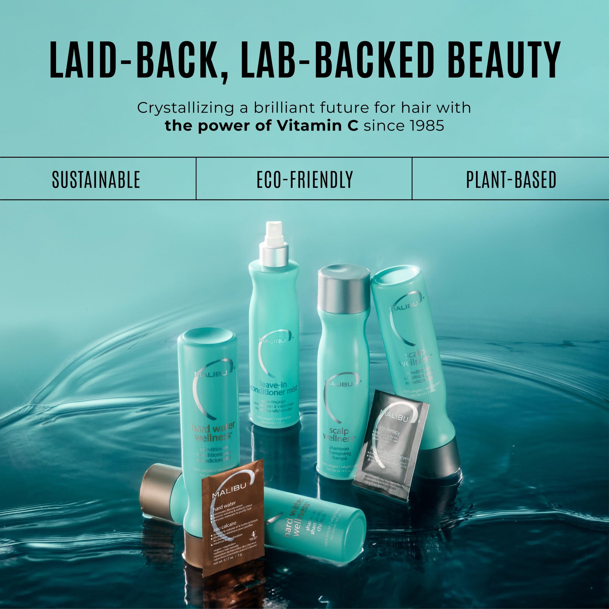 Malibu C Hard Water Wellness Collection Shampoo 266 ml + Conditioner 266 ml + Säckchen 4 x 5 g