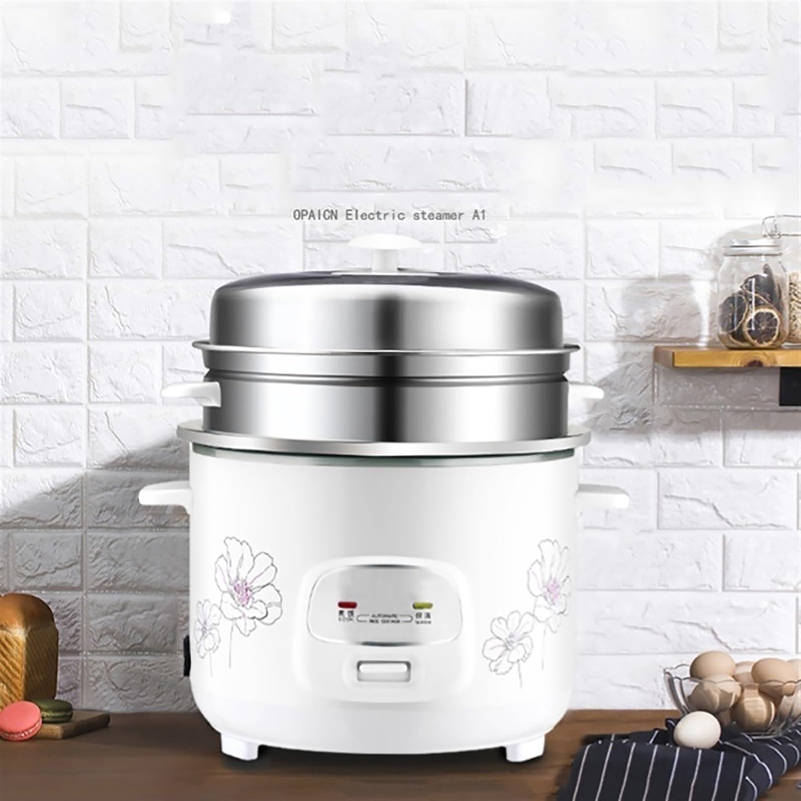 Cuociriso e vaporiera (4/5/6L) per Uso Domestico, Antiaderente, Funzione di Mantenimento in Caldo, per 2-9 Persone, 220-240 V (6L)