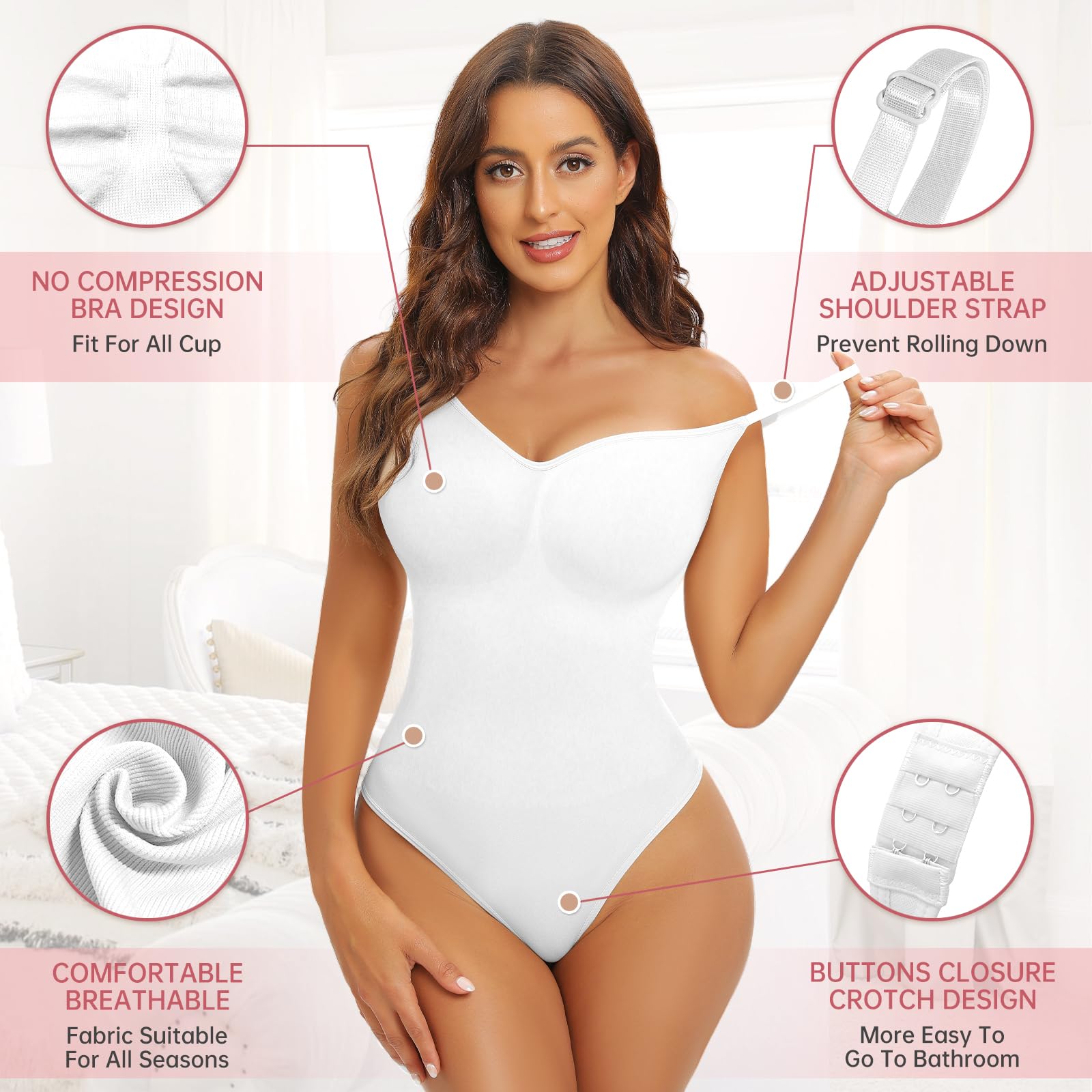 Xnova Damen Shapewear Stringbody Bodysuit, Shaping Body Thong Sculpting Korsett Bauchweg, Tank Top Jumpsuit Figurformender Body Shaper mit Verstellbare Träger