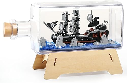 HI-REEKE Juego de micro bloques de construcción para enviar en una botella mini ladrillos piratas negros caribeños modelo de barco kit de juguete de