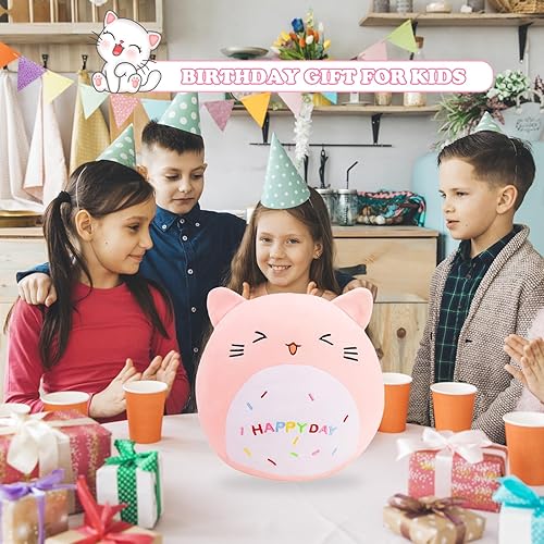 Miniatura 4 de Cexsilicon Almohada de peluche de gato, lindo animal de peluche de 11 pulgadas, suave y esponjoso, juguete de peluche de gato rosa para niñas,