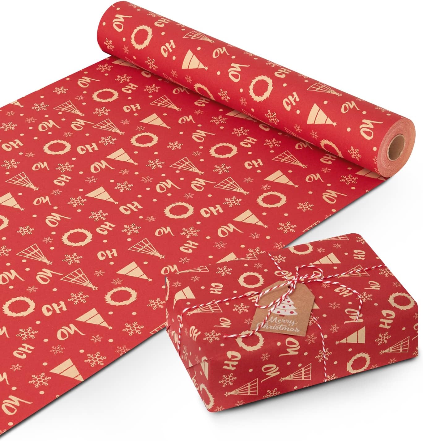Kraft & Co Wrapping Paper Roll Quality Festive Designed Kraft Paper