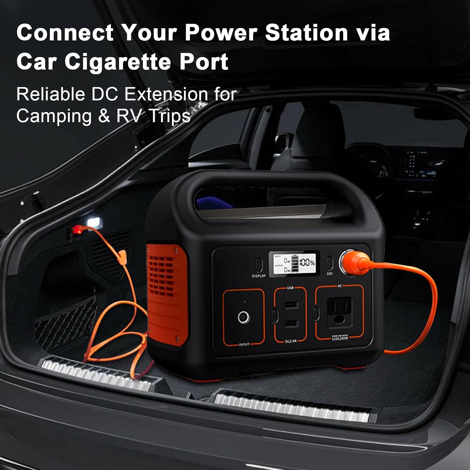 XRDS -RF 12V/24V DC Power Extension Cable with Cigarette Lighter Plug 15FT – Heavy Duty 14AWG Cable with DC7909 Plug & DC8020 Adapter for Power Stations, Trucks, RVs, Fridges