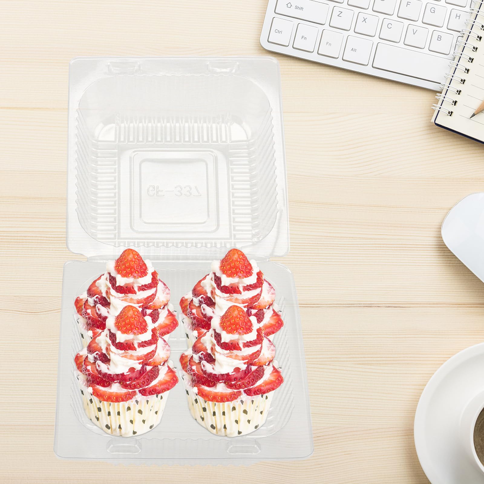 Scatole Per Torta 60Pz - Plastica Trasparente 14x10.5 Cm, Con Coperchi, Riutilizzabili - Foto 3