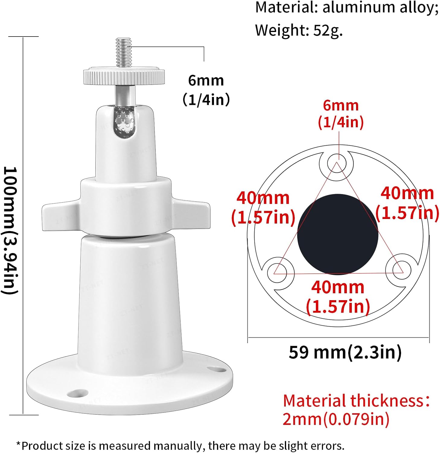 Adjustable Security Camera Wall/Ceiling Mount with 1/4 Screw Head | Indoor and Outdoor Bracket (2 Pack, White)