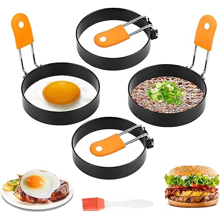 2er-Set Eierfritteuse Aus Edelstahl – Antihaftbeschichtet, Für Herz-Muffins, Patties & Pochierte Eier, Mit Griff