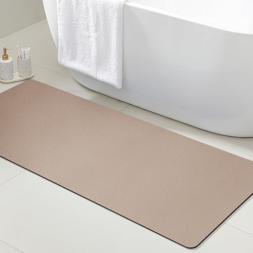 Miniatura 32 de ACCUMTEK Alfombrilla de Baño Ultrafina, Alfombrillas Antideslizantes de Espesor Reforzado para Debajo de la Puerta, Alfombras de Baño 2-gris