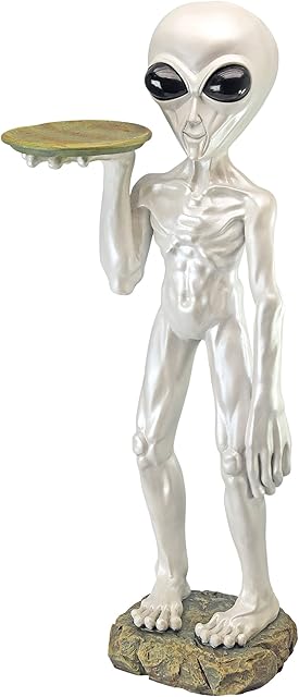 Design Toscano Roswell the Alien Butler Pedestal Table, 66 cm, Polyresin, Full Colour