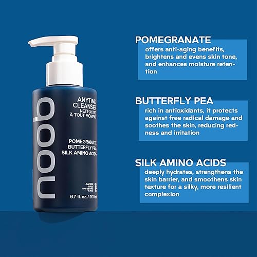 Miniatura 2 de NOOB Anytime Limpiador facial, limpiador facial orgánico purificador hidratante suave, refinador de poros, piel grasa y sensible, granada, guisante