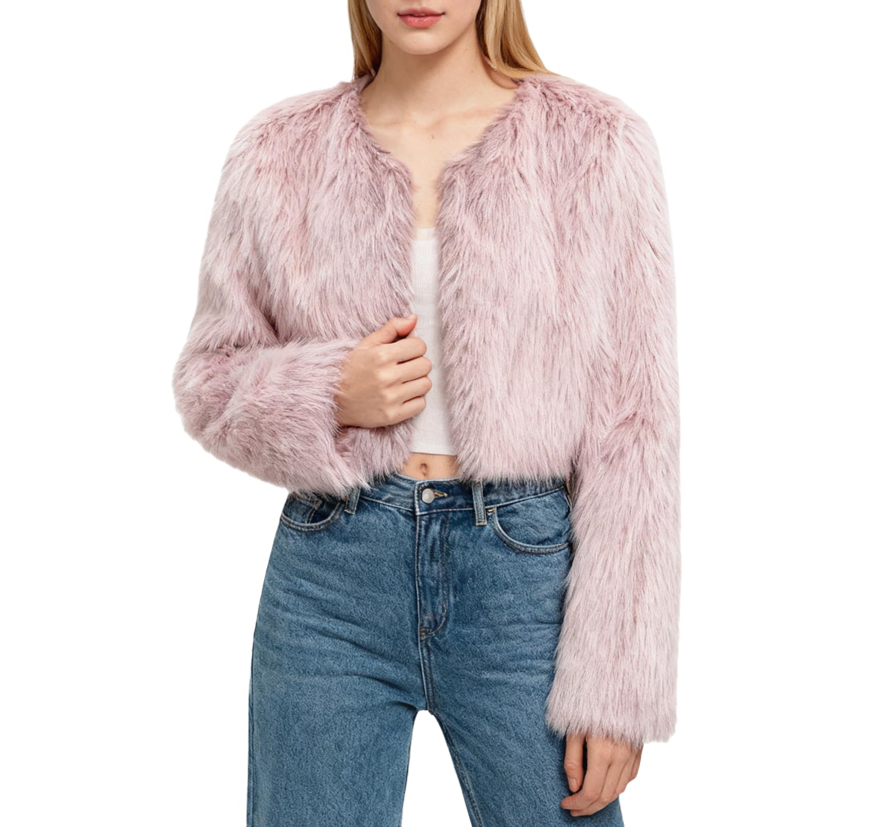 Amazhiyu Cappotto di pelliccia da donna, giacca corta in pelliccia sintetica, cappotto in pelliccia sintetica, cappotto in pile, a maniche lunghe, cappotto invernale, giacche con colletto aperto