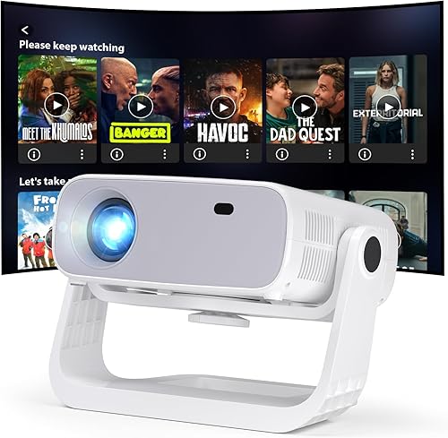 Proyector inteligente con WiFi 6 y aplicaciones integradas Bluetooth - Soporte 4K Mini proyector portátil nativo 1080P, nuevo proyector de cine en