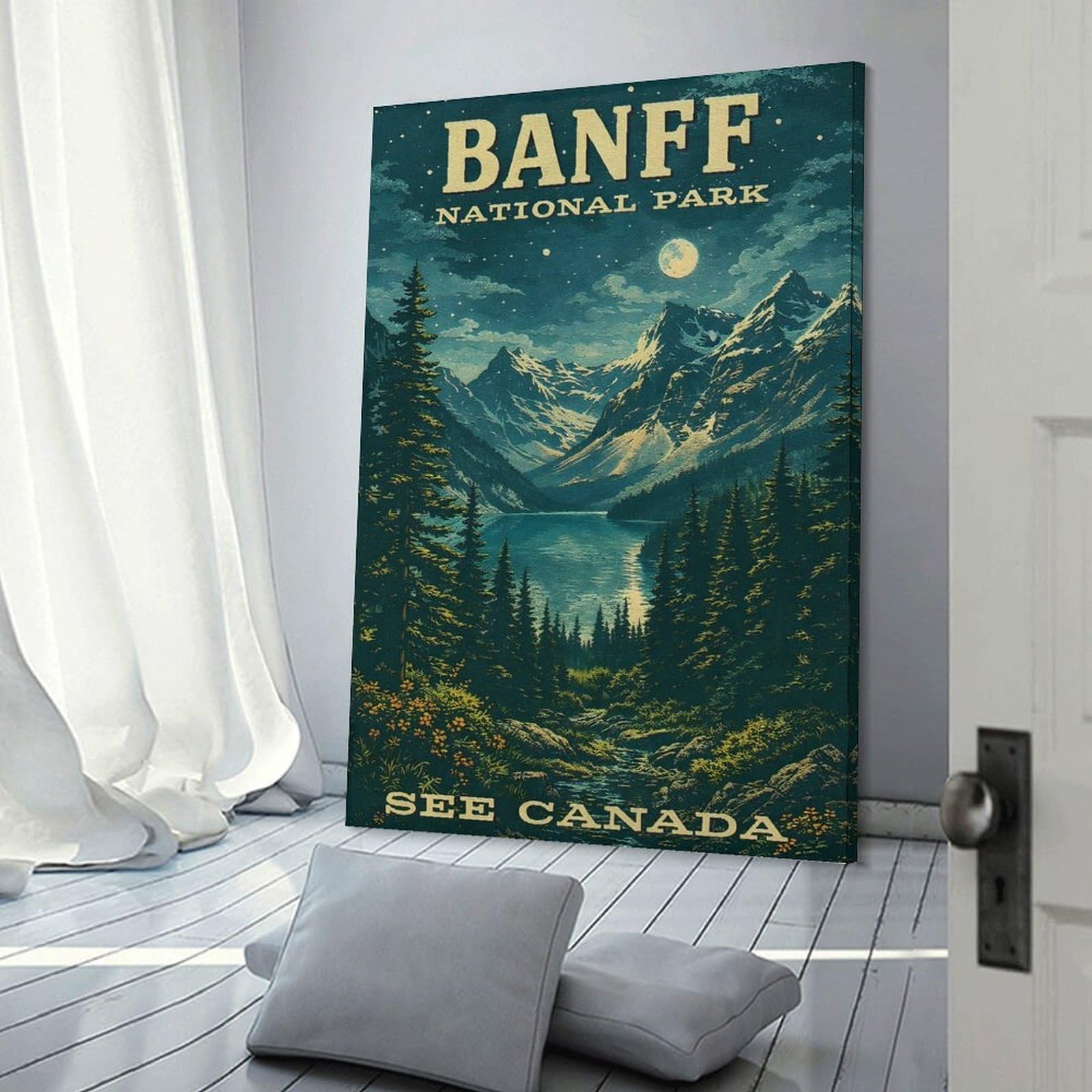 Junmoney Banff National Park Vintage (3) Room Decor Wall Art, 24x36inch(60x90cm), for Office, Study Or Home Workspace, Decorative Artwork for Productive Spaces