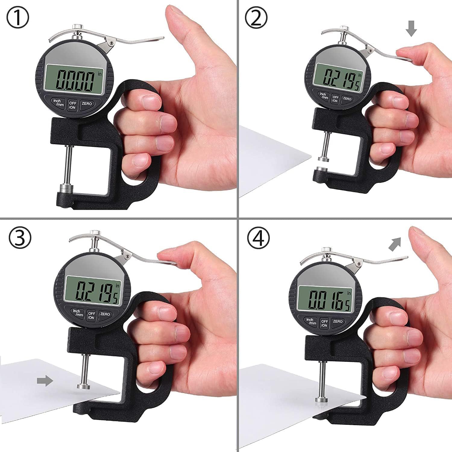 MAVOTANK Digital Thickness Gauge 0-12.7mm 0.001mm Accuracy Electronic Thickness Meter LCD Display Micrometer Measuring Tool for Paper Leather Plastic Sheet Metal 2