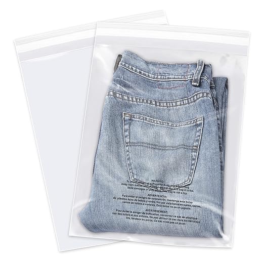 iMailer - 100 Count - 9" x 12" Clear Plastic Poly Bags with Suffocation Warning Self Seal for A4, Documents, Clothing, Shipping, Packaging - Resealable Adhesive, Not Strong