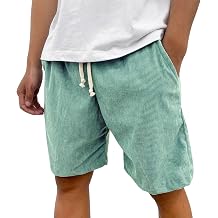 Mens Corduroy Shorts Casual Elastic Waist Drawstring Lightweight Loose Fit Shorts with Pockets 2025 Summer Trendy