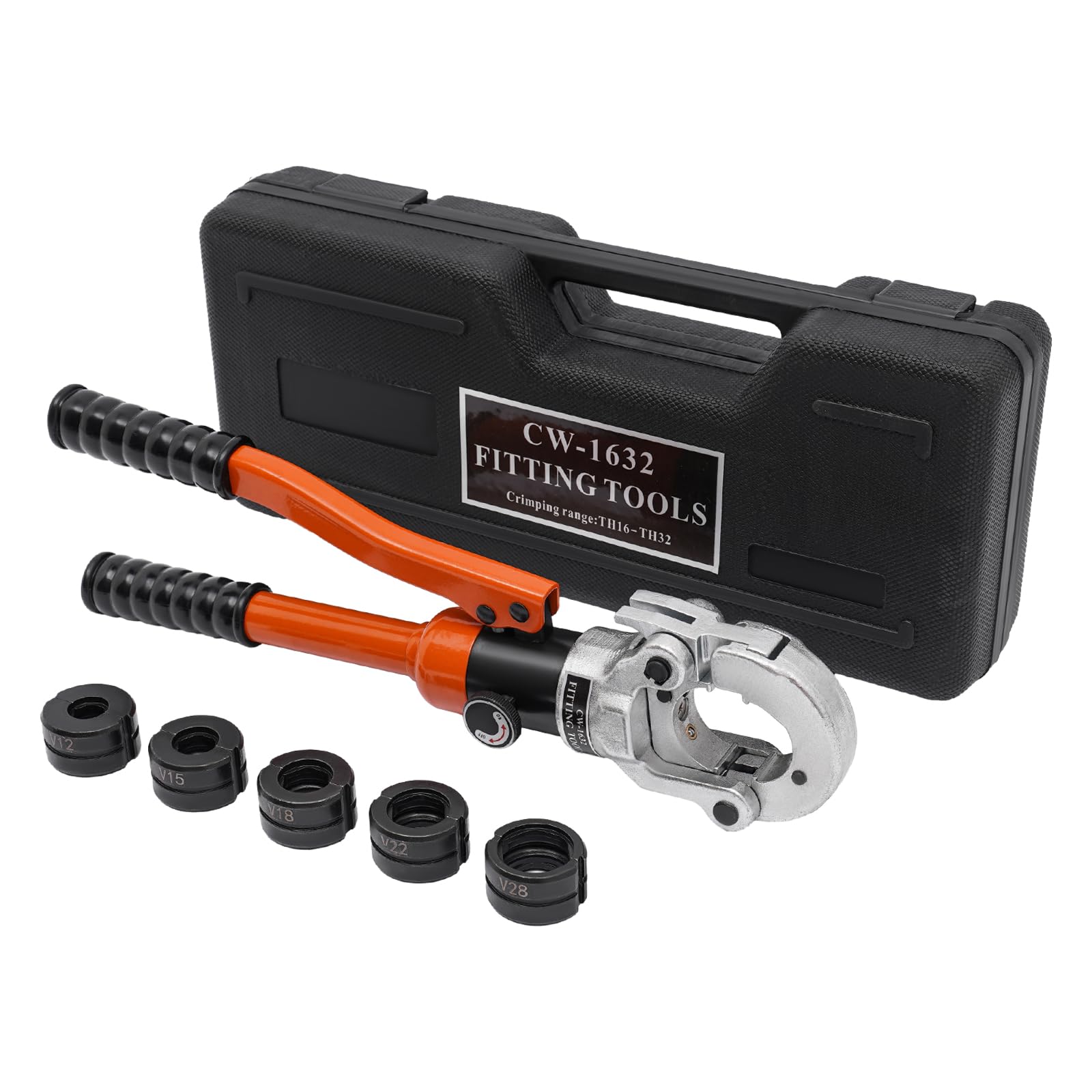 Alicates de prensa profesionales en forma de V, para tubos de cobre, ergonómicos para tubos de cobre y tubos de acero inoxidable, V12-15-18-22-28 mm, cabezal giratorio 360°, pinza de prensado de tubos