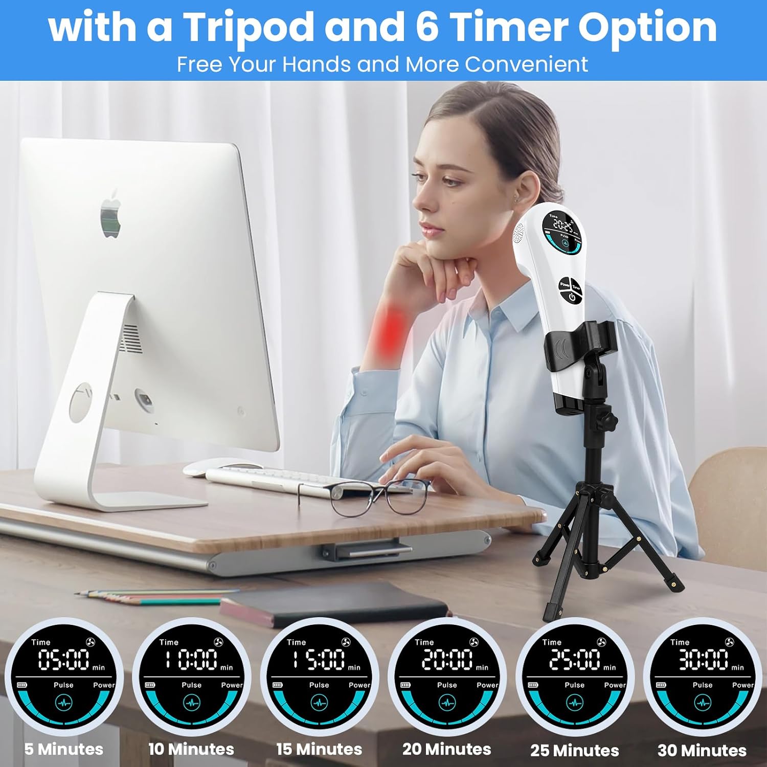 Cold Laser Therapy Device for Humans & Dogs, 4x808nm + 14x650nm Red Light Therapy Wand, Handheld lllt Near Infrared Light Wand with Stand for Joint, Back, Knee, Body Pain Relief and Muscle Use