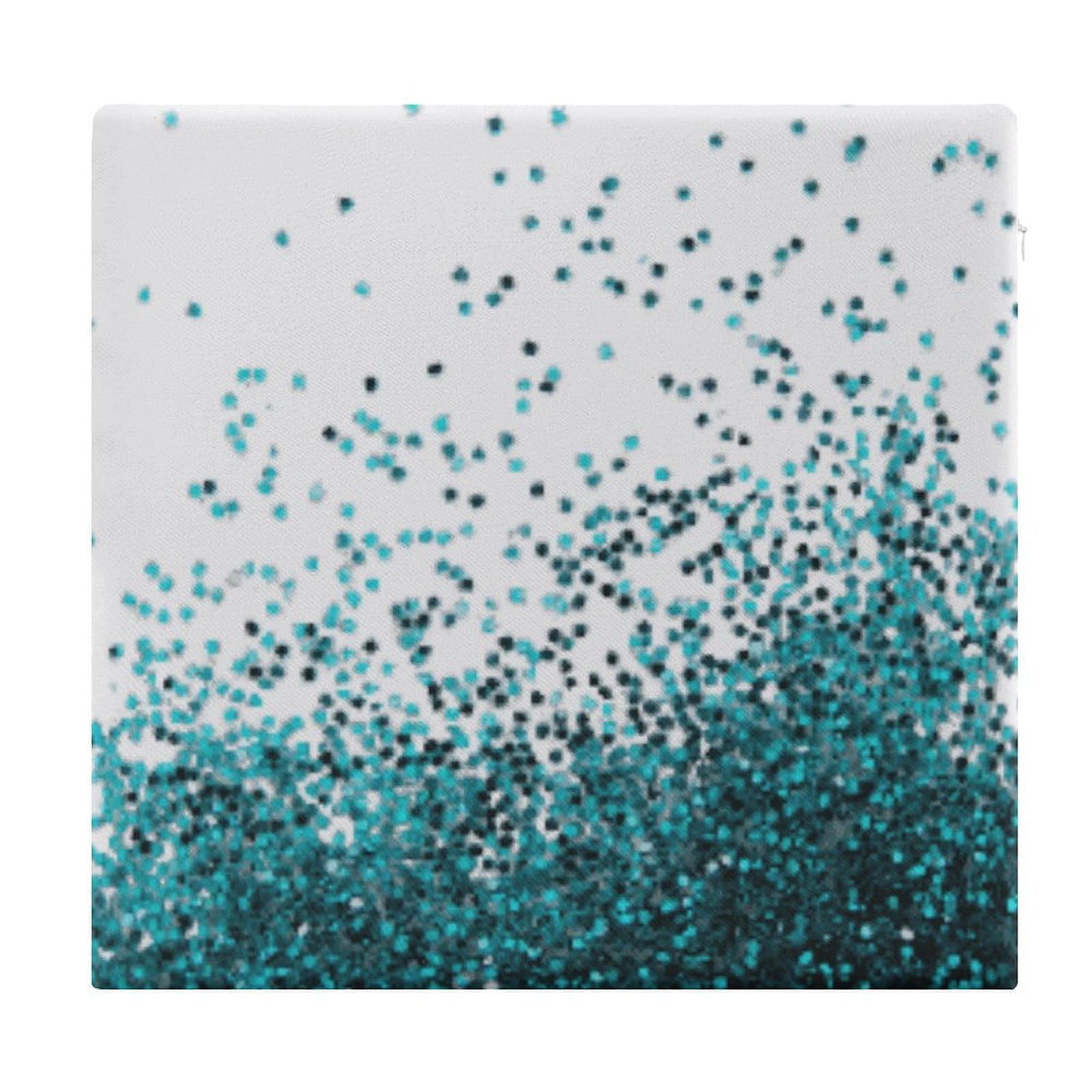 JZemdybill Chair Pad, Glitter Blue Teal Seat Pad, Square Chair Cushion for Yoga Living Room Balcony