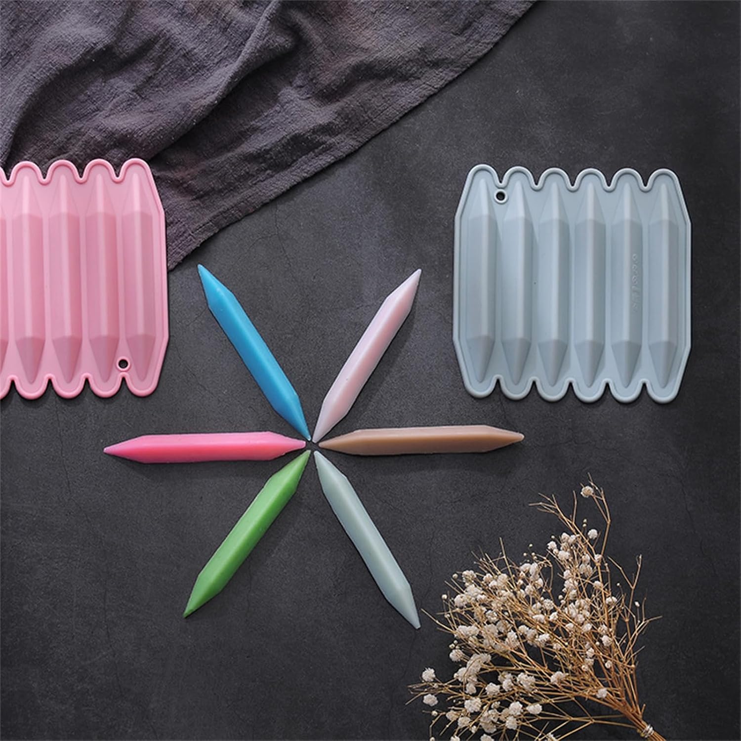 Crayon Molds Silicone Oven Safe - 4 Pack Assorted 3D Reusable Triangular Silicone Mold for Wax Crayons, Candles & Chocolate Making