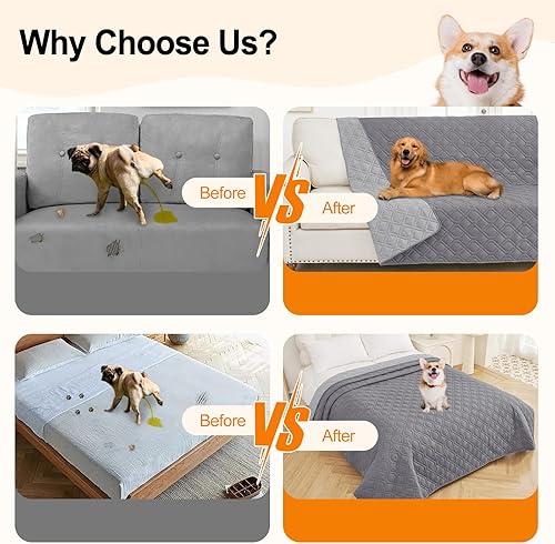 Miniatura 5 de Smiry Funda impermeable para cama de mascota, suave y lavable, para cama, sofá, reversible, perros pequeños, medianos, grandes, gatos, diseño