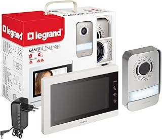 LEGRAND, EASYKIT Essential Video-Türsprechanlagen-Set mit 2-Draht-Anschluss, 7"-Farbmonitor & Weitwinkelkamera, 1-/2-Familienhaus-Set, erweiterbar, Steckernetzgerät, IP54-IK07, Farbe: Weiß, 367910
