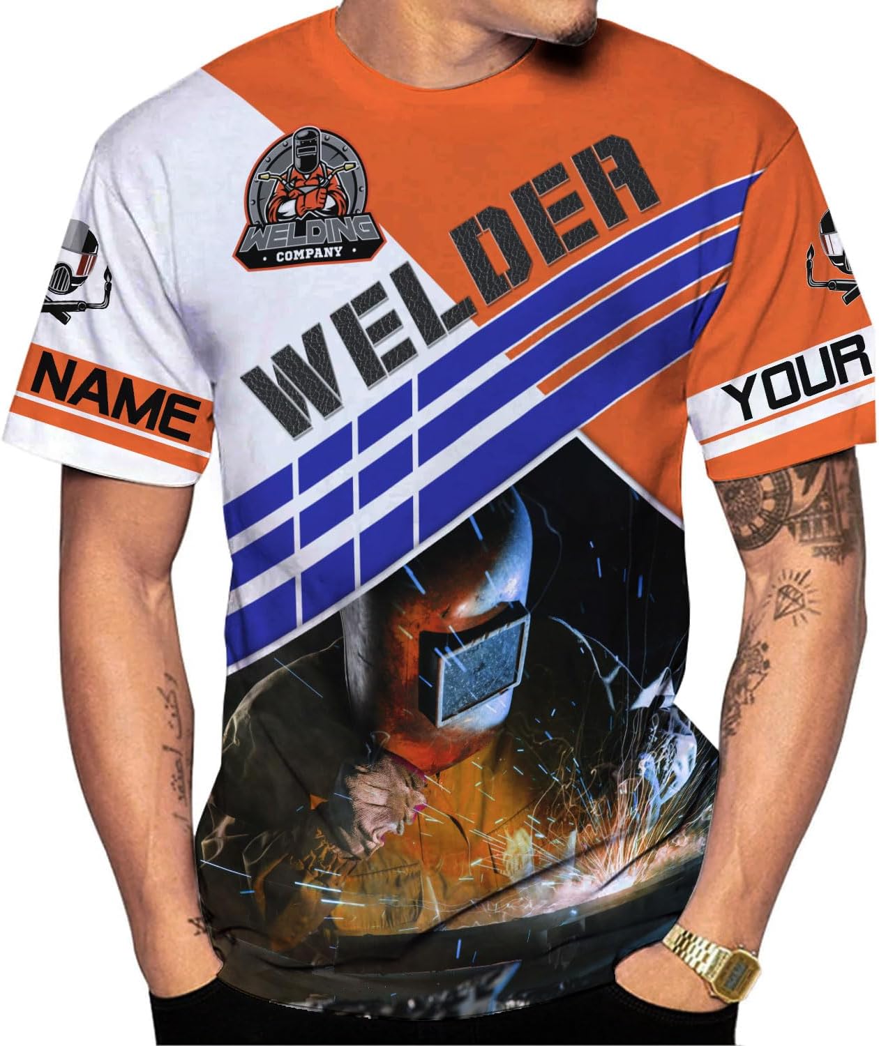 Rivelus Personalized Name Welding Shirt 3D, Custom Welding Shirts Gift, Welding Shirts, Welder Shirt for Men and Women