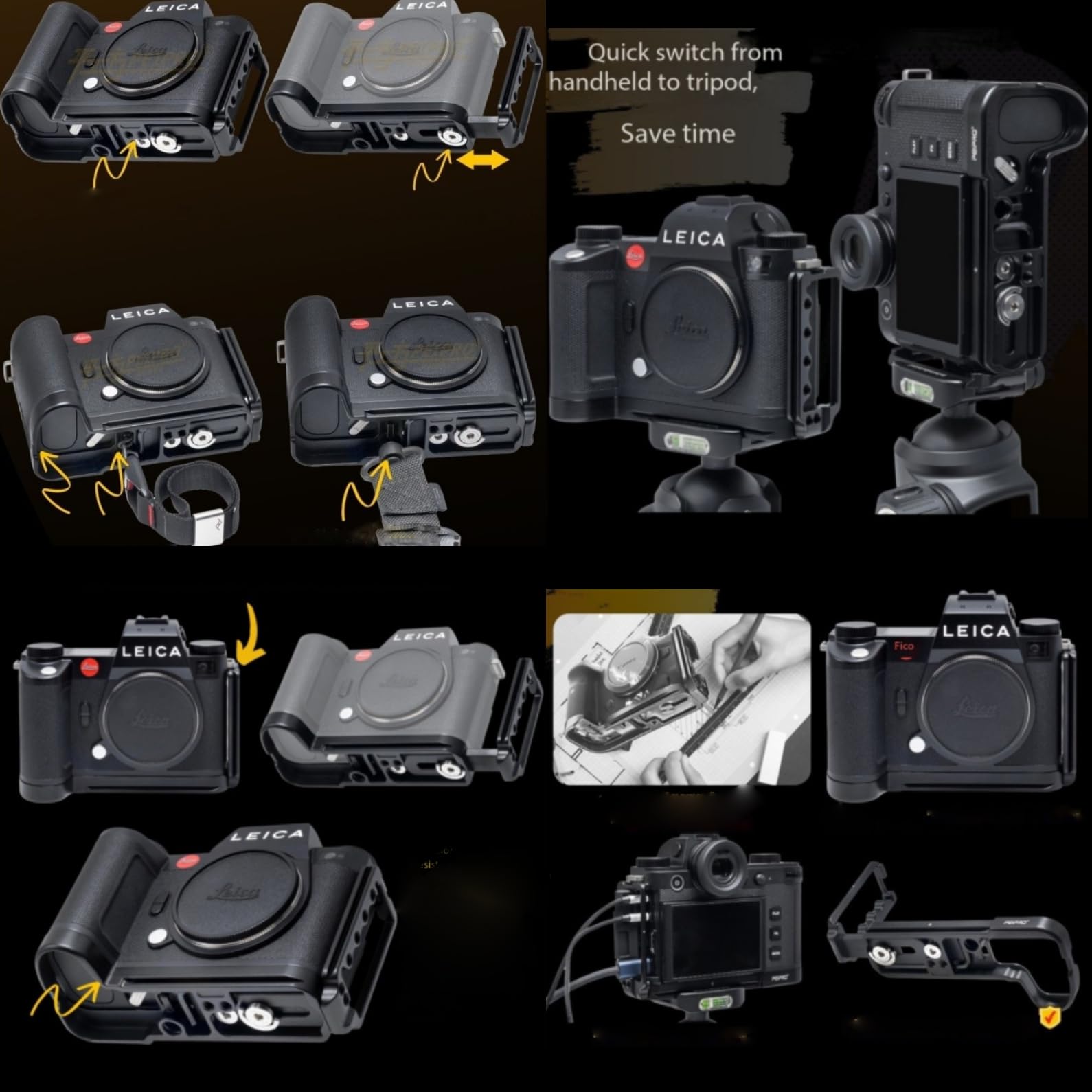 PEIPRO SL3 uchwyt płytowy L do aparatu Leica SL3, poziomy i pionowy uchwyt kamery z szybkim zapięciem Push-Pull, wykonany z aluminium