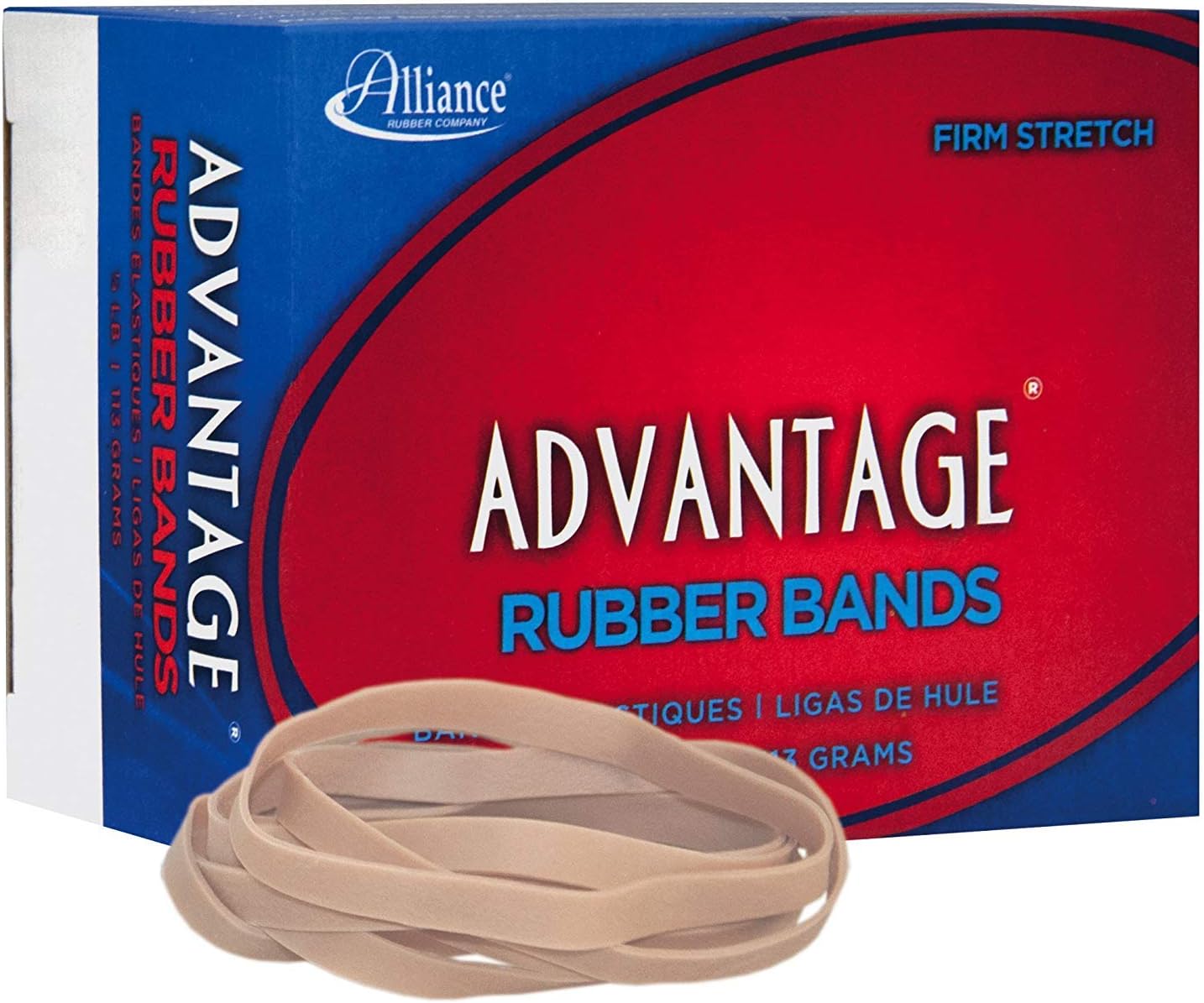Alliance Rubber 26649 Advantage Rubber Bands Size #64, 1/4 lb Box Contains Approx. 80 Bands (3 1/2" x 1/4", Natural Crepe) 12 Boxes