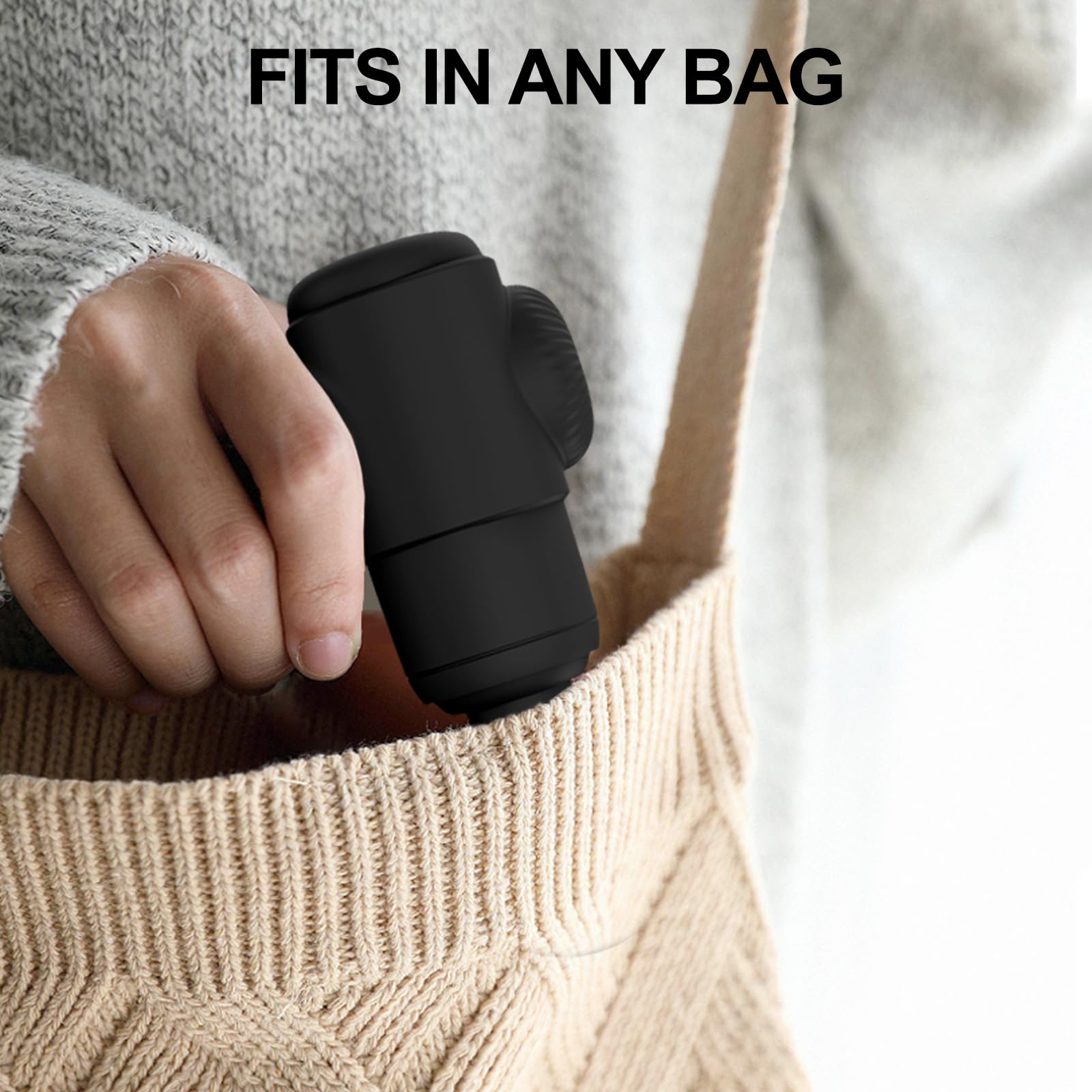 Handmassagegerät für Frauen, Mini Leistungsstarkes Tiefengewebe-Massagegerät zur Schmerzlinderung von Rücken, Nacken und Muskeln, wasserdicht, tragbar mit 10 Vibrationsmodi (Schwarz)