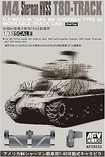 AFV Club M4 Sherman HVSS T80-Track - U.S. Medium Tank M4 Sherman Type 80 Workable Track Link (Steel Type), 1:35 Scale for M4 Tank, M40 Howitzer, T26 and M50 Sherman Tank