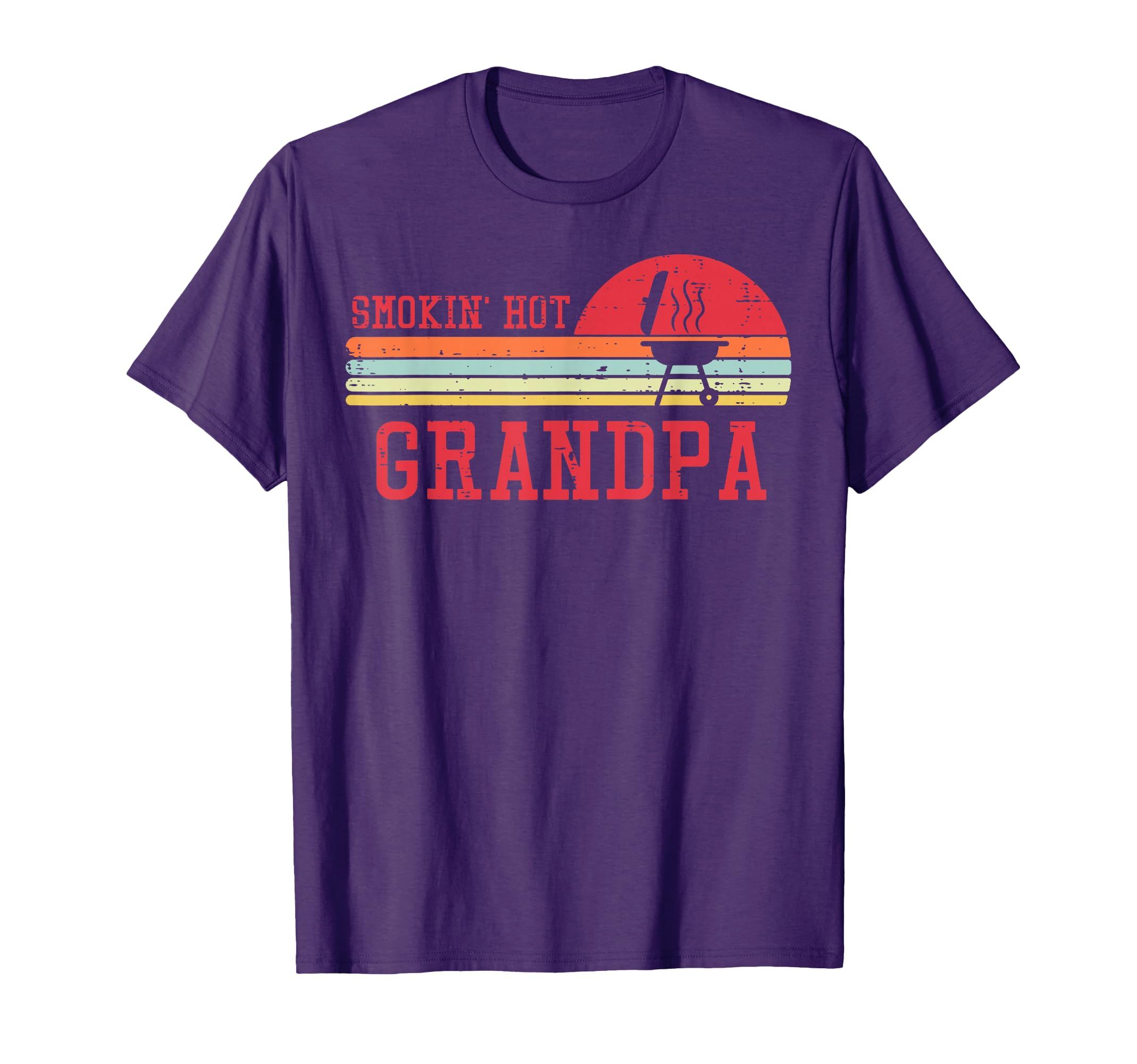 Smokin Hot Grandpa Chest Sunset Retro Grill Bbq Paw Paw Men T-Shirt