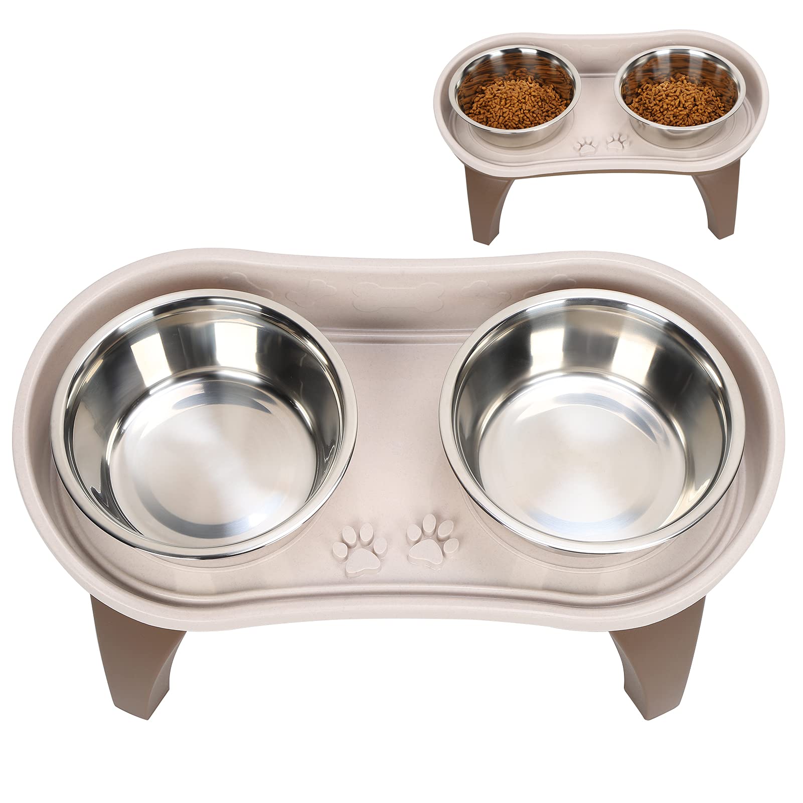 Comedero Elevado Grande para Perros con Diseño Antideslizante y Cuencos de Acero Inoxidable para una Experiencia Gastronómica Cómoda, Adecuado para Perros Grandes y Mascotas Mayores