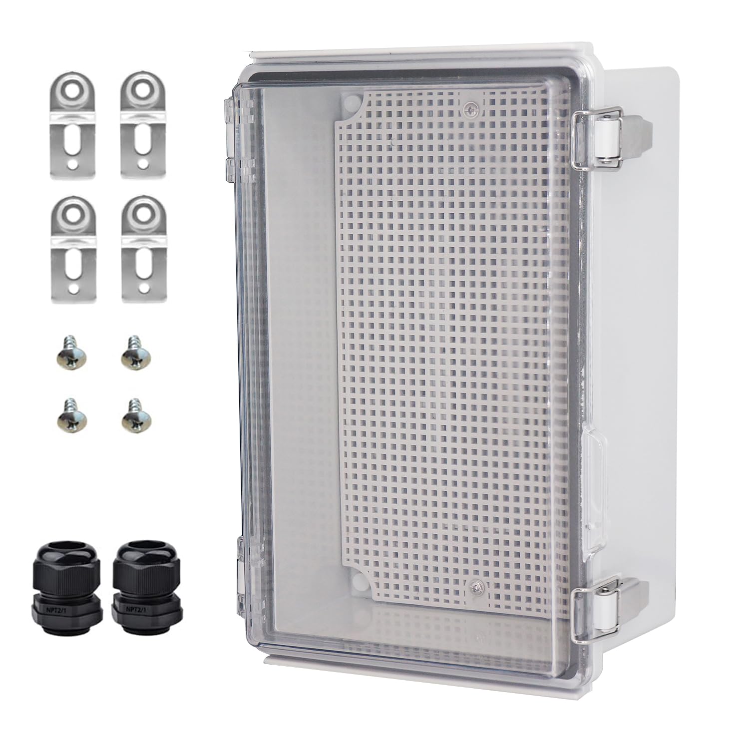 Outdoor Waterproof Electrical Box Junction Box Weatherproof IP67 ABS Plastic Enclosure Switch Router Project Box Electronics DIY Enclosure With Mounting Plate Wall Bracket Grey 8.6"x6.6"x4.3" — Amazon image 12