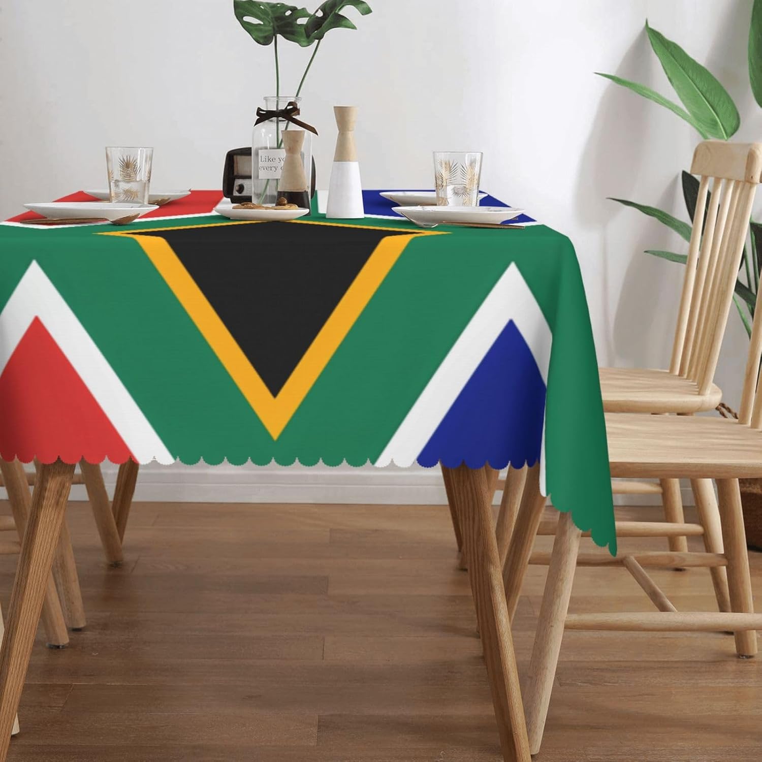 South Africa Flag Rectangular Tablecloth, Washable Table Cloth, Printed Decor Fabric Table Cover for Dining Table Buffet Parties Farmhouse Kitchen, 54x72 Inch